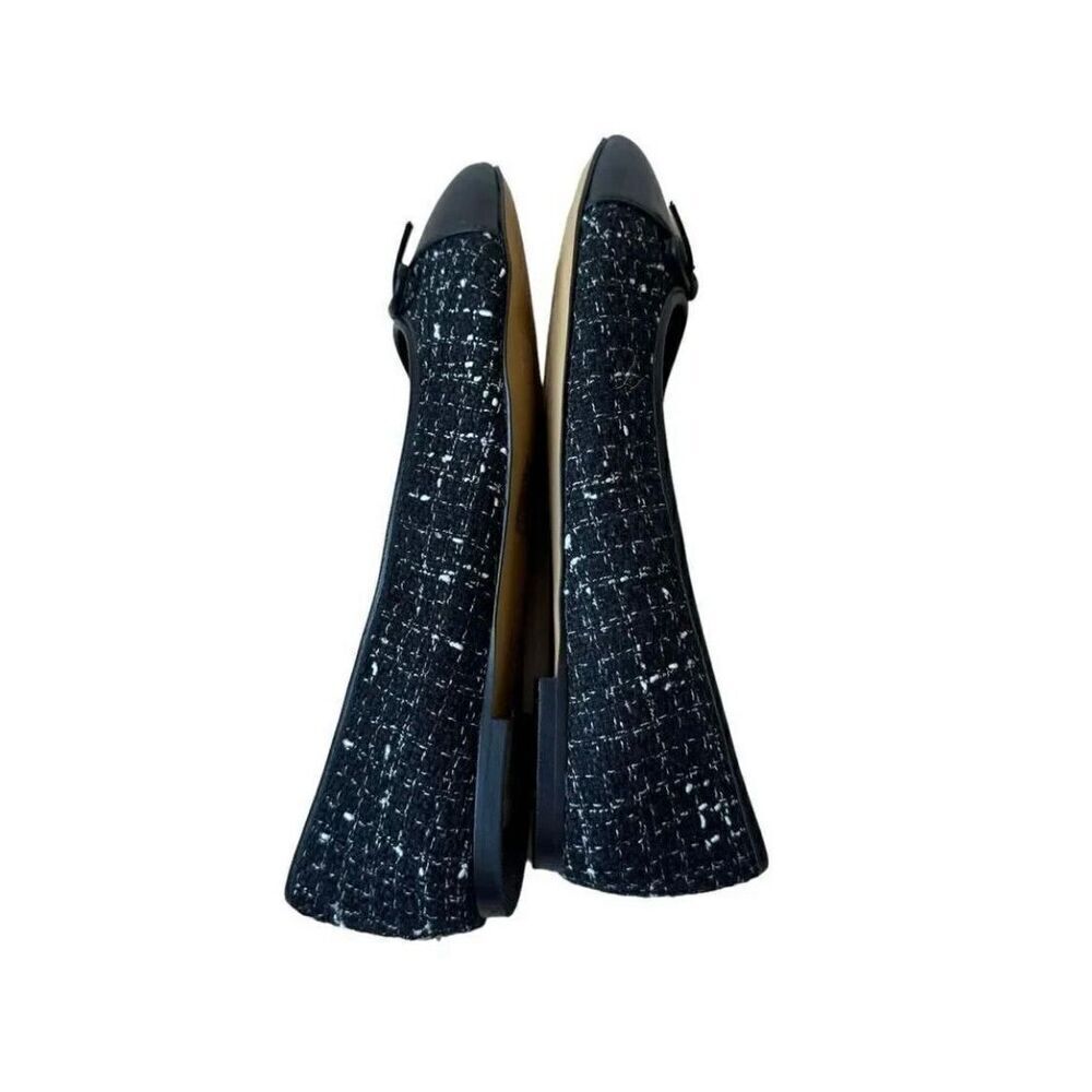 J Crew Black Tweed Ballet Classy Flats Round Toe Bow Women’s Shoes Sz 8.5 - Picture 2 of 13